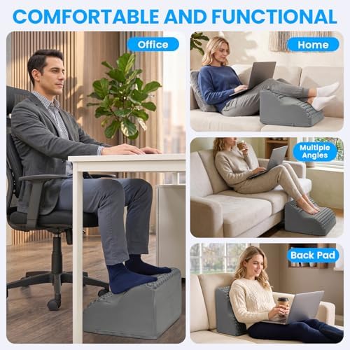Foot Rest for Under Desk with Massage Dots, 3-Tier Foot Stool, Grey - Image 5