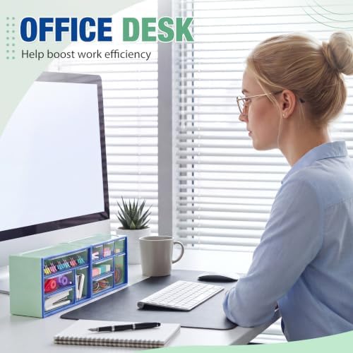 Briwooody 4 Pcs Mini Desktop Drawer Storage Box 3 4 6 9 Compartment, Green - Image 6