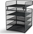 Safco Onyx Hanging Under Desk Organizer, 5 Trays, Office and Classroom Mailbox , Paper and Mail Sorter, Steel Mesh, Black by SafcoProducts