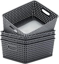 Eslite Plastic Storage Baskets for Organizing,11"X8.5"X4.7",Pack of 4 (Grey) by Eslite