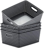 Eslite Plastic Storage Baskets for Organizing,11"X8.5"X4.7",Pack of 4 (Grey) by Eslite