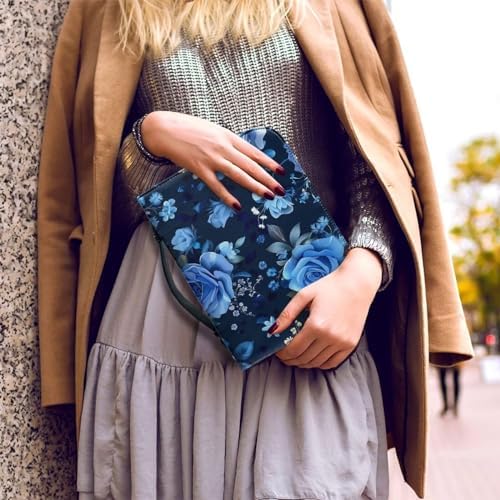 Blue Rose Flowers Print Cross Bible Cover for Women Men, Bible Case Bag with Top Handle PU Leather Bible Carrying Case for Church - Image 5
