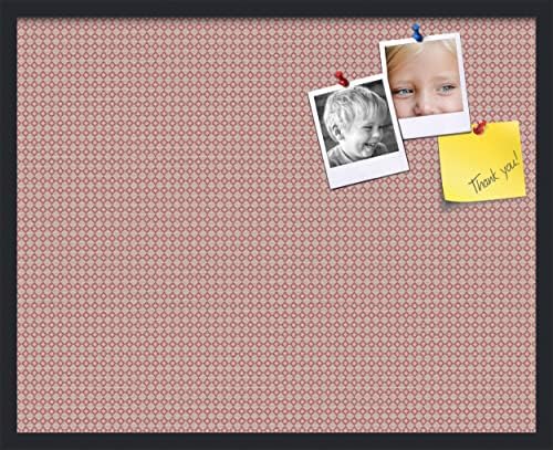 PinPix 30x24 inch Cork Bulletin Board. This Decorative Framed Pin Board Comes with Diamond Pattern in Pink and Beige Design and Satin Black. Ideal for Home, Office Decor or School (PinPix-290) by PinPixBulletinBoards