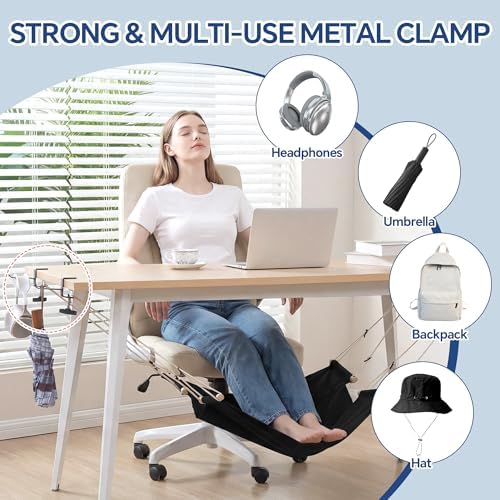 BALAPET Large Foot Hammock Under Desk Footrest, Adjustable Office Foot Rest Sling with Hooks Portable Leg Rest for Desk for Study and Relaxing,Machine Washable - Image 5