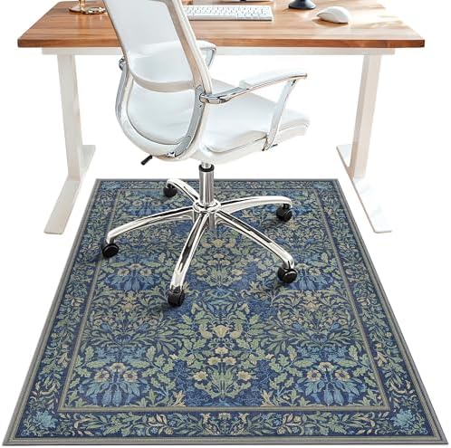 36"x48" Office Chair Mat for Hardwood Floor, Non-Slip Washable Dark Blue by BESBLEE
