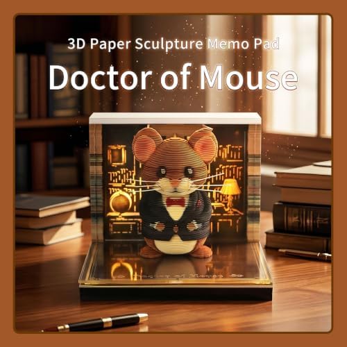 3D Calendar 2027,Time Piece Calendar 2027 With LED Lights,3D Art Calendar Memo Pad,Magical Mouse Desktop Decoration,Tear-Away 3D Paper Art Notepad,Christmas Gift,New Year Gift (Magical Mouse) - Image 2