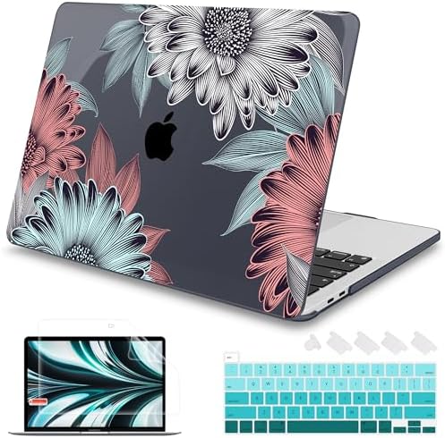 Mektron for MacBook Pro 16 inch A2141 Case 2020 2019 Release with Retina Display & Touch Bar & Touch ID, Blooming Chrysanthemums Plastic Hard Shell Cover Keyboard Skin Screen Protector Dust Plug by Mektron