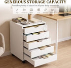5 Drawer Storage Cabinet with Drawers, Rolling Printer Stand for Office - Image 4