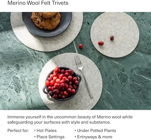 Graf Lantz - Trivets for Hot Dishes - Heat Resistant 100% Merino Wool - Hot Pads for Kitchen, Countertops, Tables, Sizzling Dishes, Pots & Pans - Home Decor, Kitchen Accessories - 12", Charcoal - Image 3