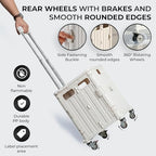 White Rolling Cart for Teachers – Collapsible Cart with Wheels, Foldable Utility and Grocery Cart, Office, Travel, Tool Box, and Move Luggage - Image 6