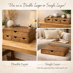 Wooden Pod Holder Drawer Coffee Tea Box, Quadruple, Wood color - Image 3