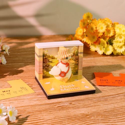 3D Calendar 2027, 3D Memo Pad Art Sticky Notes, Time Piece Calendar 2027, Creative Weekly Notepad with Light, Paper Carving Art Desktop Gift for Christmas Birthday Anniversaries (Sunny Duck 2027) - Image 6