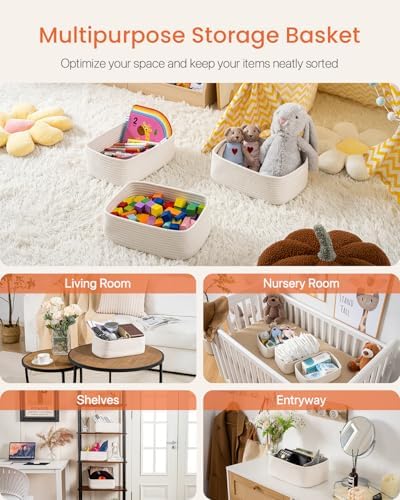 KALLAX Small Woven Storage Basket for Organizing, 12 x 8 x 4.5 inch, 3 Pack - Image 3