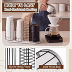 Geelin 18oz Adjustable Coffee Cup Dispenser with Wooden Base, Cup and Lid Holder, Cups Holder Organizer for Coffee Pod Straw and Lid Storage(4-compartment Single,Color 3) - Image 5