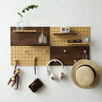 Wooden Pegboard Modular Display Organization Storage Wall Hooks Shelf(Color：Walnut) - Image 4