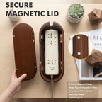 Wooden Cable Management Box with Lid, Decorative Cord Organizer for Power Strip & Charger Cables, Ventilation Holes & Side Slots, Solid Pine Wire Hider for Desk, Home Office, Dorm & Minimalist Setup - Image 4