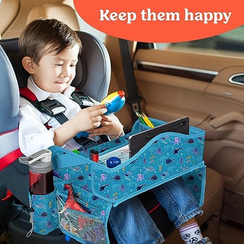 PILLANI Kids Travel Tray for Car - Road Trip Activities for Kids - Car Seat Tray for Kids Travel w/ Activity Sheets, Pens & Dry Erase Board - Toddler Road Trip Essentials & Car Accessories for Kids - Image 2