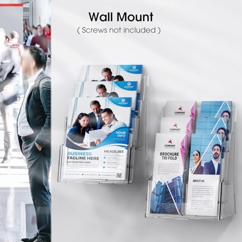 MaxGear Acrylic Brochure Holder 8.5 x 11 with Divider, 3 Tier, 2 Pack - Image 5