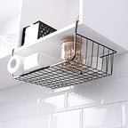 4 Pack Under Shelf Basket, Under Cabinet Organizer Shelf, Durable Metal Wire Rack Hanging Basket Storage Rack, Shelf Organizing for Kitchen/Pantry/Bathroom/Desk-Slide Arms Height:1.45in(Black) - Image 6