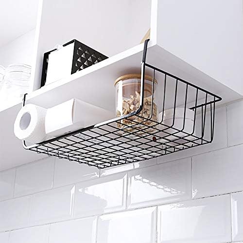 4 Pack Under Shelf Basket, Under Cabinet Organizer Shelf, Durable Metal Wire Rack Hanging Basket Storage Rack, Shelf Organizing for Kitchen/Pantry/Bathroom/Desk-Slide Arms Height:1.45in(Black) - Image 6