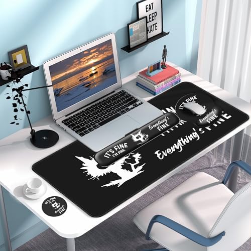 Desk Mat Set Keyboard and Mouse Pad with Wrist Rest Support - Image 4