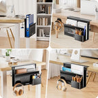 Litwaro Desk Side Storage Organizer, No Drill Laptop Holder Clamp on Desk Shelf with Magnetic Pen Holder, Hanging Organizer Fits Flat Edge Desks 0.4" to 2.1" (Black) - Image 7