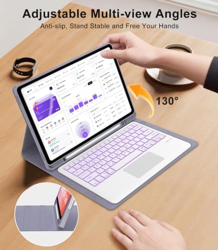 Touch Keyboard Case for Samsung Galaxy Tab S11 Ultra 14.6 Inch 2025, Galaxy Tab S11 Ultra Case Keypad with Precise Trackpad, Backlit Keyboard Cover with Pen Holder for Samsung Tablet 14.6'', Lavender - Image 5