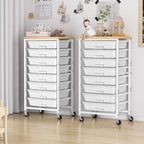 caktraie 8-Drawers Rolling Cart, Craft Storage Utility Cart, White layer - Image 3