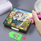 4Pcs Cat DIY Diamond Art Painting Sticky Notes Holder (640 Blank Notepads) Cube Note Box Mosaic Craft Set for Office Accessories Desk Office Workplace - Image 7
