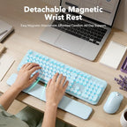 Wireless Keyboard and Mouse Combo, Backlit Round Keycaps, Glowing Blue - Image 3