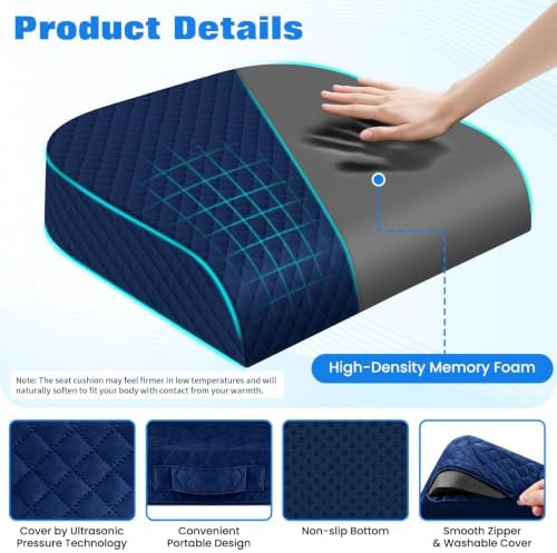 Seat Cushion, Office Chair Cushion, Chair Pad, Large, Blue, Large - Image 3