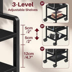 Adjustable 2-Tier PC Stand, Computer Tower Stand with 360° Locking Wheels & Hooks, CPU Cart for Floor, Carpet and Under Desk, 15.2" x 11.8" x 26", Black - Image 5