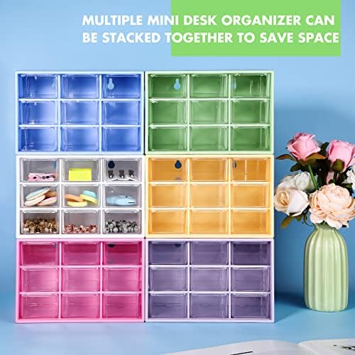 Amyhill 6 Pcs Mini Drawer Organizer Small Organizer with 9 Drawers Plastic Desktop Craft Storage Box for Office Home Room Jewelry Cosmetics Collection(Purple) - Image 6