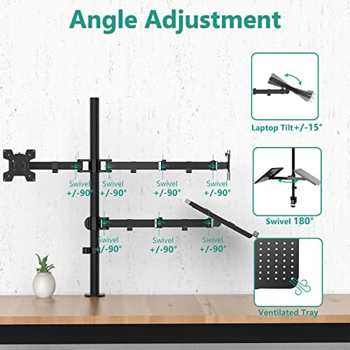 WALI Dual Monitor and Laptop Stand for 17" Notebook and 27" Screens - Image 4