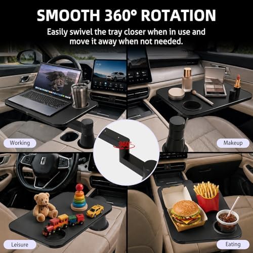 360° Rotating Car Desk Tray for Laptop & Food, Fits Tesla Model Y/3/S - Image 7