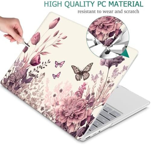 Mektron Case for 13.5" Microsoft Surface Laptop 5/4/3 with Metal Palm Rest Model 1951/1868, 2019/2021/2022 Release Plastic Hard Shell Cover with Screen Protector, Butterfly Flower C074 - Image 5