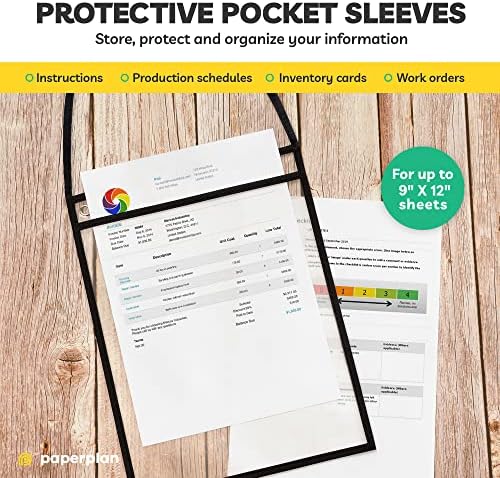 Hanging Job Ticket Holders 9x12 - (30 Pack), 8.5 x 11 Letter Size, Dry Erase Pockets, Clear & Black Plastic Sleeves - Reusable, Water-Resistant - Image 4