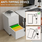 Polup 2 Drawer Rolling File Cabinet with Lock for Home Office - Image 6