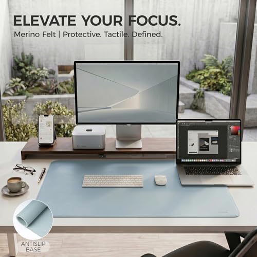 Large Desk Pad Non-Slip Desk Mat Protector for Keyboard Mouse Waterproof Vegan Leather Surface Faux Leather Laptop Mat Smooth Mouse Pad Premium Gift Tube Morning Fog Blue 47" x 23" - Image 6