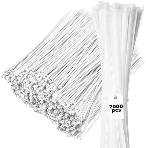 Bolt Dropper White Zip Ties - 50 lbs Tensile Strength - Self-Locking Premium Nylon Cable Ties Wraps for Indoor and Outdoor - Wire Management and Secure Items - Zip Ties Heavy Duty - 11" - 2000 Pack by BoltDropper