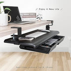 EHO Keyboard Tray with Drawer - Clamp On Under Desk Pull Out Extender Table Attachment Platform with Storage Organizer, Large 27.5" (31.8" Including Clamps) x 12.2", Height Adjustable for Home Office - Image 5