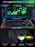 Mouse Pad with Wireless Charger Foldable Phone Holder, XXL RGB Gaming Mousepad 31.5"x15.8" Large Desk Mat for Keyboard, Black Desk Pad with Dual Qi Charging Station, 11 Colors 5 Modes - Image 5