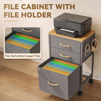 3 Drawer File Cabinet Under Desk, Small Filing Cabinet Printer Stand - Image 5