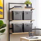 IRIS USA Slim Portable Letter/Legal File Tote Box, 4-Pack, Black - Image 2