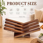 Dunzoom 1 Pcs Foldable Wooden Book Display Stand Open Book Holder, Brown - Image 2