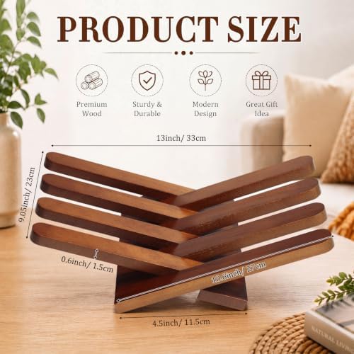 Dunzoom 1 Pcs Foldable Wooden Book Display Stand Open Book Holder, Brown - Image 2