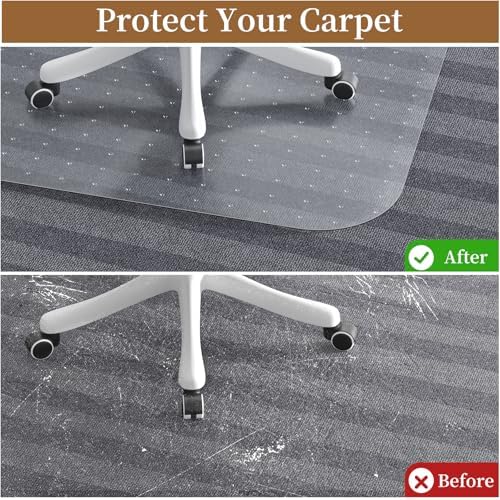 Office Chair Mat for Carpet, Clear PVC Desk Chair Mat - 36" X 48" - Image 2