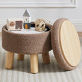 Small Foot Stool Ottoman with Storage, Sherpa Ottoman Foot Rest for Couch, Round Footstool with Storage, Small Ottomans and Footstools for Living Room and Entryway (Brown) by FIMIVIBI