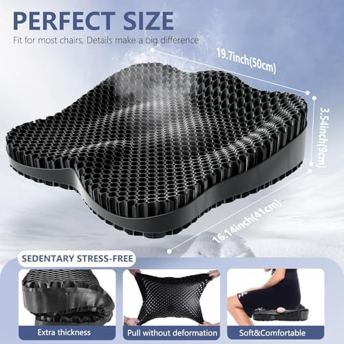 Enlarged19.7in Gel Seat Cushion Pressure Relief Cushion for Long Sitting - Image 3