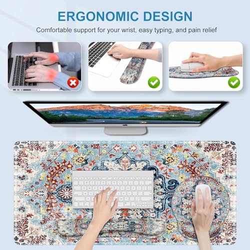 iLeadon Ergonomic Mouse Pad with Wrist Rest, 4in1 Desk Mat Set - Image 4